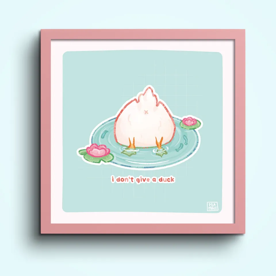 miamouz-prints-i-don-t-give-a-duck-kunstdruck-15x15-pastell image 1