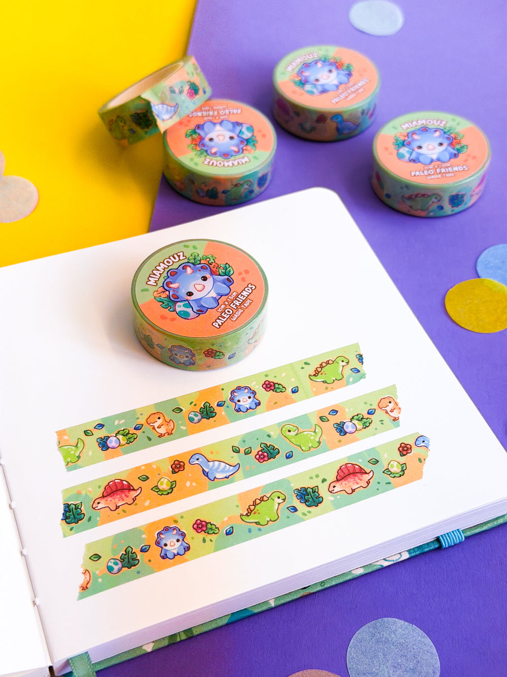 miamouz-paleo-pals-washi-tape-dino-10m-x-15mm-sample image 4