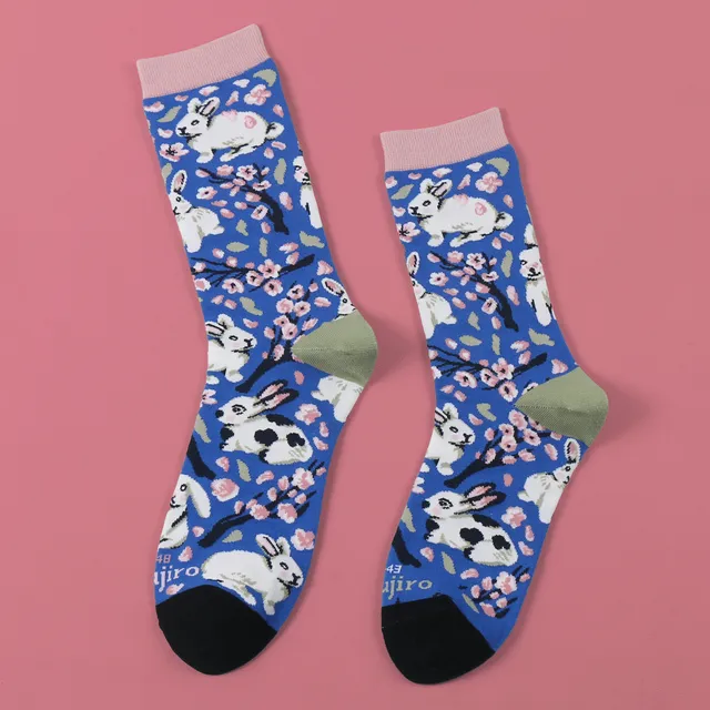 kabujiro-sakura-bunnies-socken-baumwolle-eu-37-43 image 1
