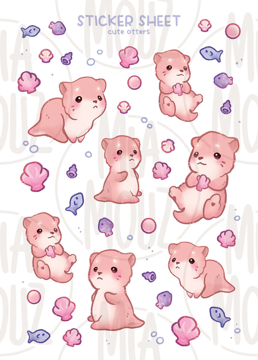 miamouz-otter-sticker-sheet-a6-vinyl-matt-mit-36-stickern image 3