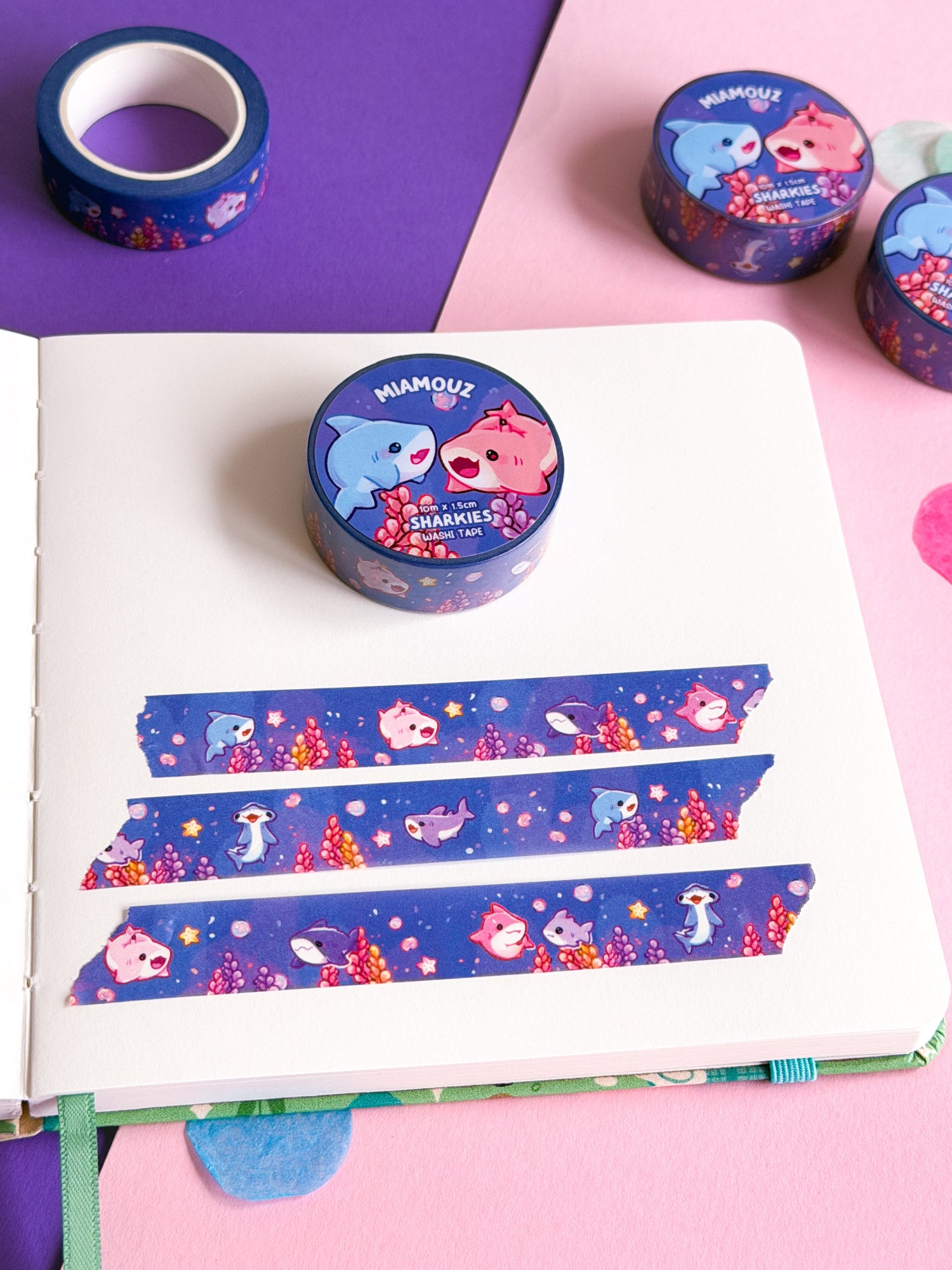 miamouz-washi-tape-sharkies-hai-deko-klebeband-10m-x-15mm image 2