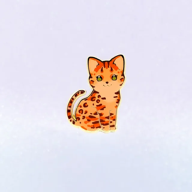 miamouz-bengal-cat-emaille-pin-katze-rot-gold image 1