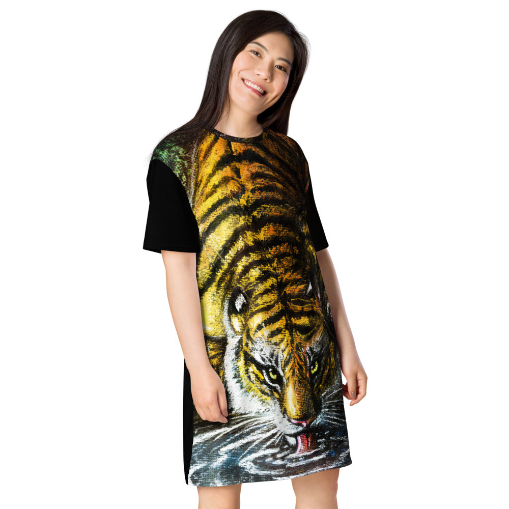 howling-riot-drinking-tiger-black-t-shirt-extra-lang-schwarz image 7