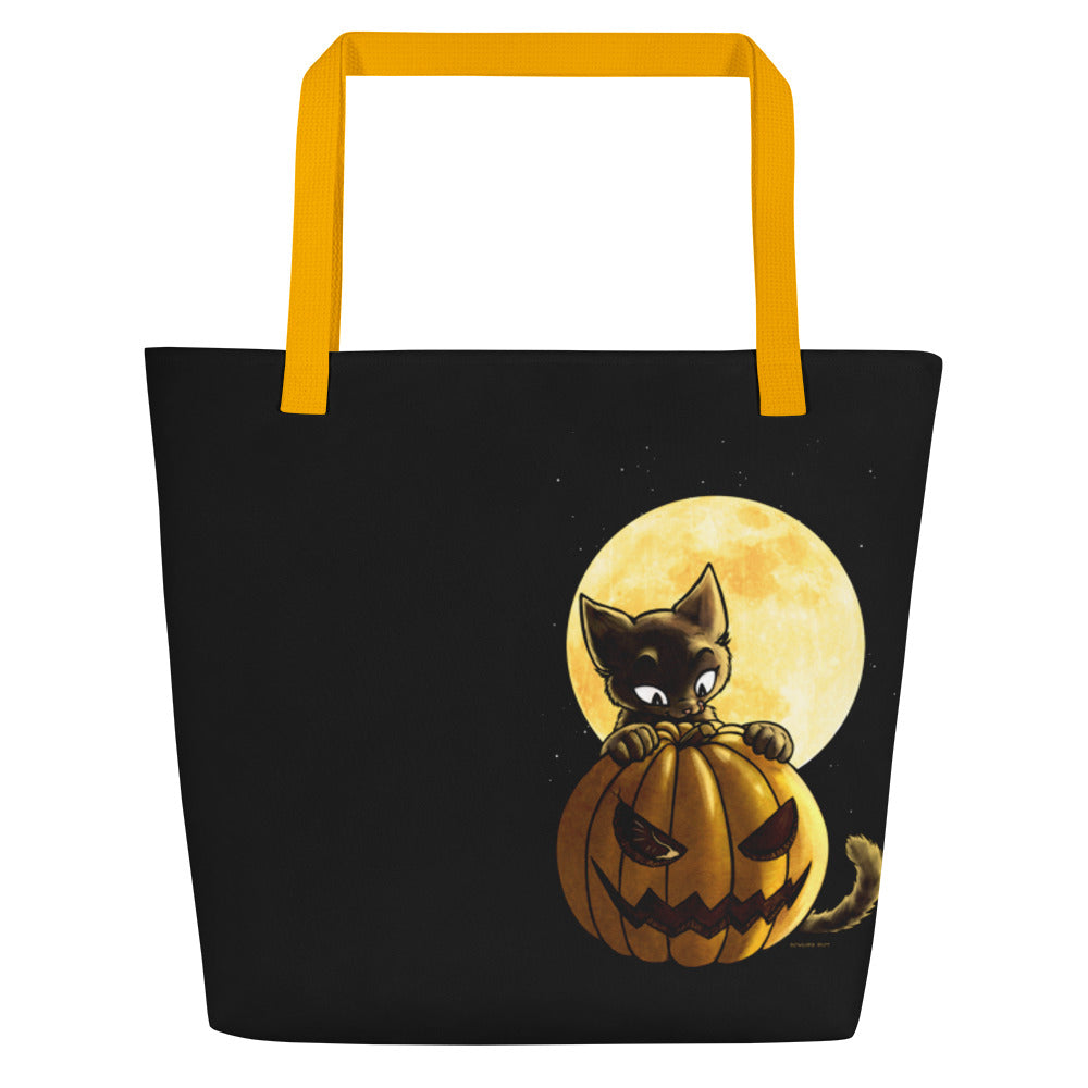 howling-riot-pumpkin-cat-tasche-stoff-schwarz-halloween image 6