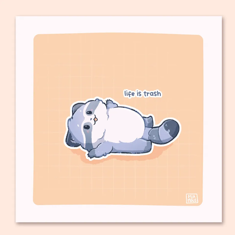 miamouz-life-is-trash-art-print-waschb-r-15x15-cm-pastell image 1