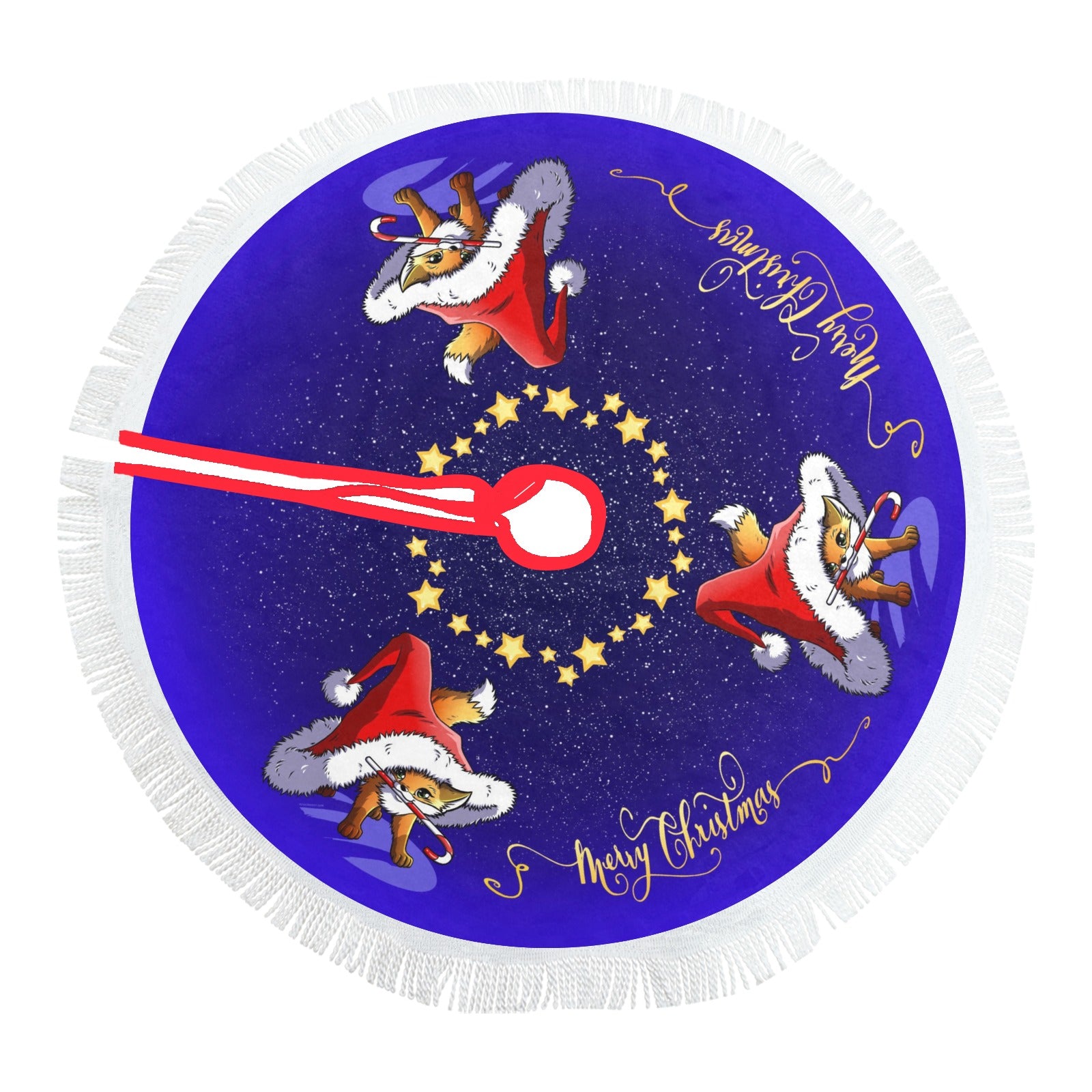 howling-riot-merry-christmas-fox-baumdecke-120x120-cm-mit-fransen image 1