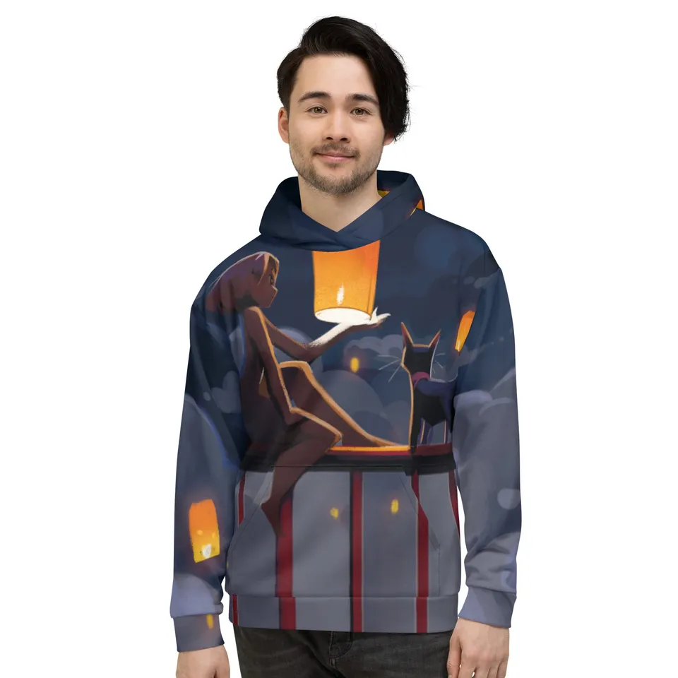 howling-riot-magical-lanterns-unisex-hoodie-gr-m-fleece image 1