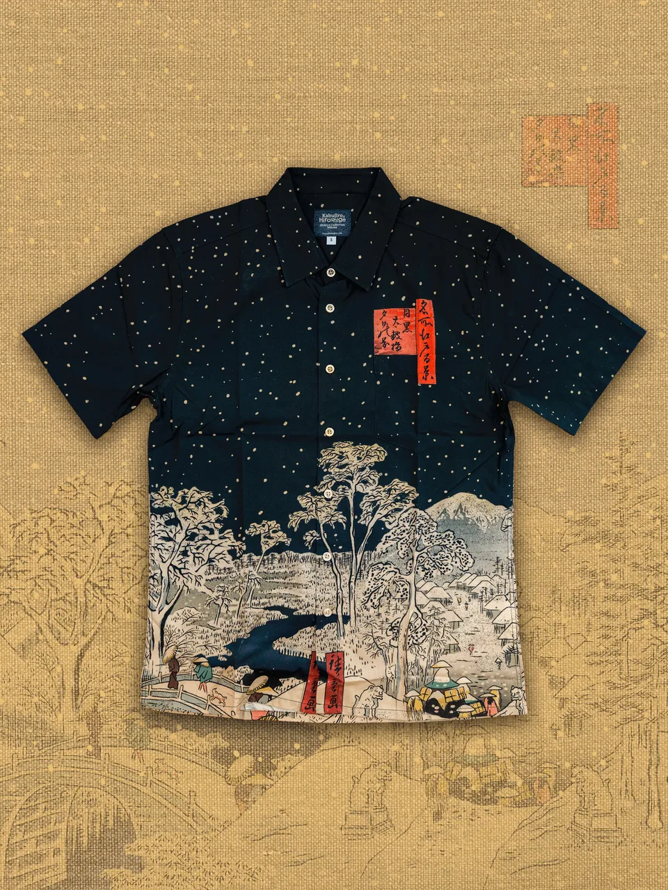 kabujiro-clothing-winter-ukiyo-e-button-up-hemd-unisex-hiroshige image 1