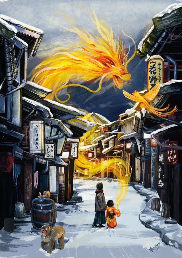 kabujiro-prints-elemental-dragon-fire-kunstdruck-a4 image 1