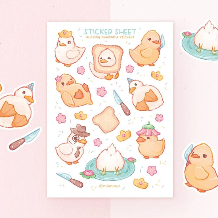 miamouz-ducking-awesome-stickerbogen-a6-enten-vinyl image 1