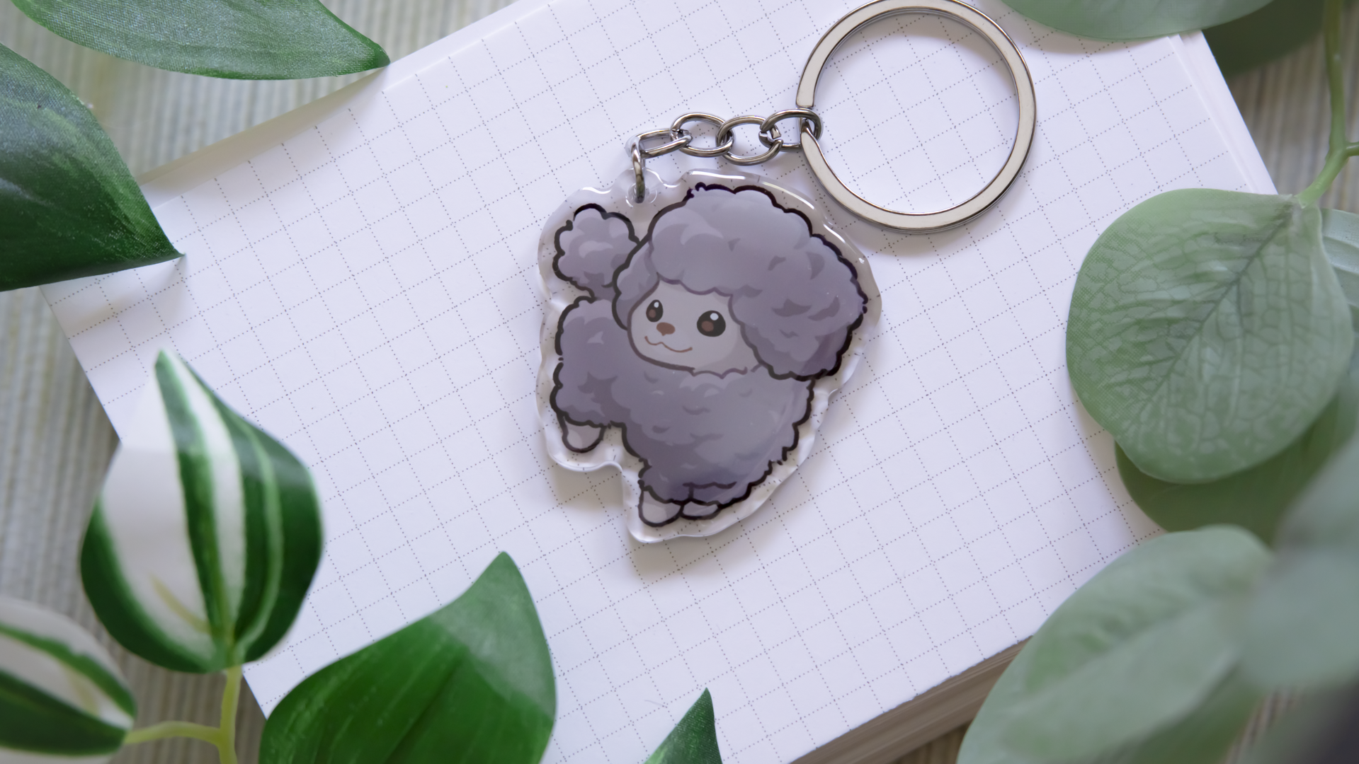 miamouz-keychains-pudel-schl-sselanh-nger-wei-acryl-5-cm image 3