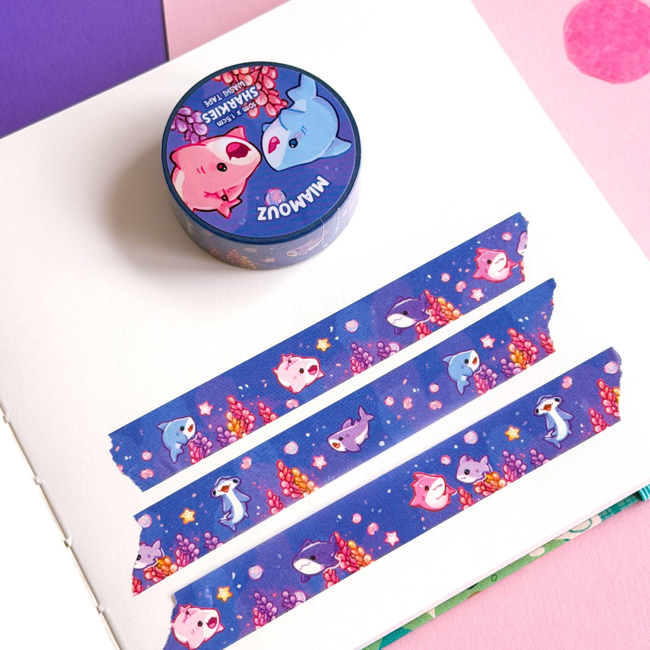 miamouz-washi-tape-sharkies-hai-deko-klebeband-10m-x-15mm image 1