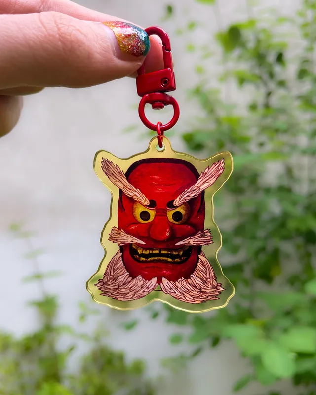 kabujiro-charms-tengu-maske-acryl-charm-anh-nger-rot-5cm image 1
