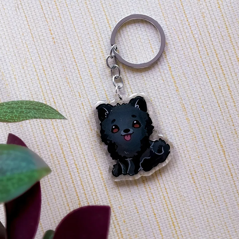 miamouz-keychains-hovawart-schl-sselanh-nger-hund-schwarz-acryl image 1