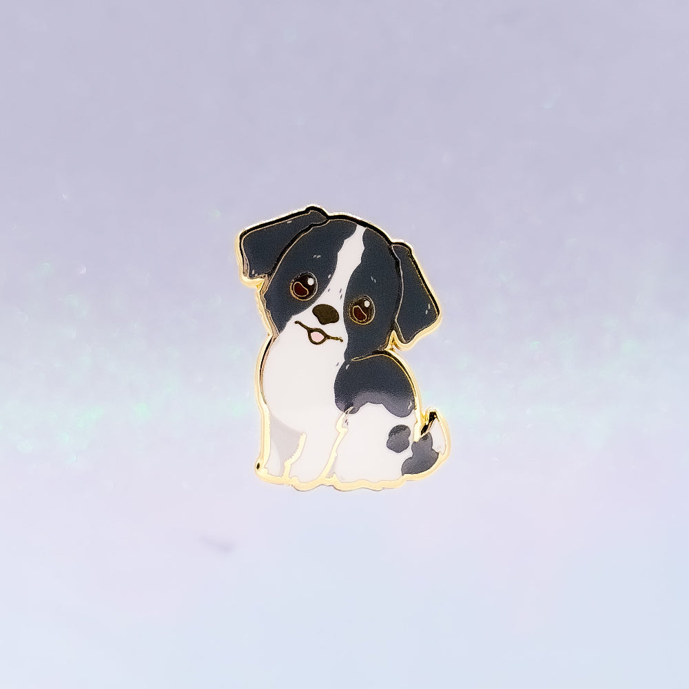 miamouz-foxhound-emaille-pin-hund-schwarz-wei-35mm image 1