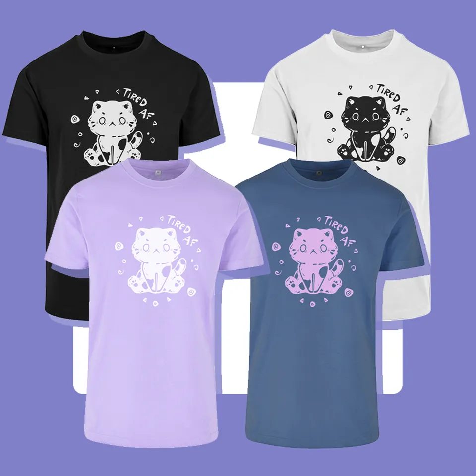 miamouz-tired-af-cat-t-shirt-unisex-baumwolle-katzen-motiv image 1