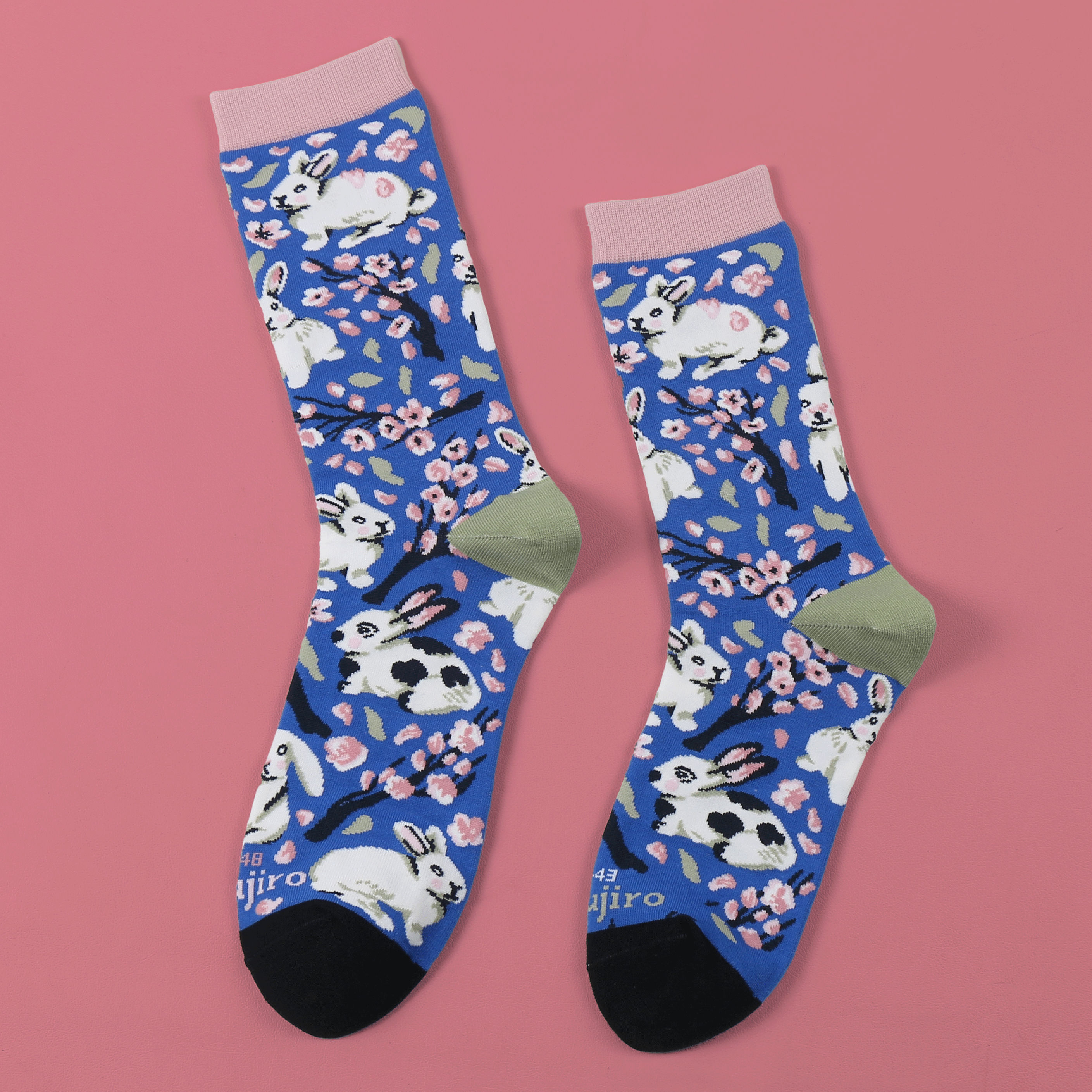 kabujiro-sakura-bunnies-socken-baumwolle-eu-37-43 image 1