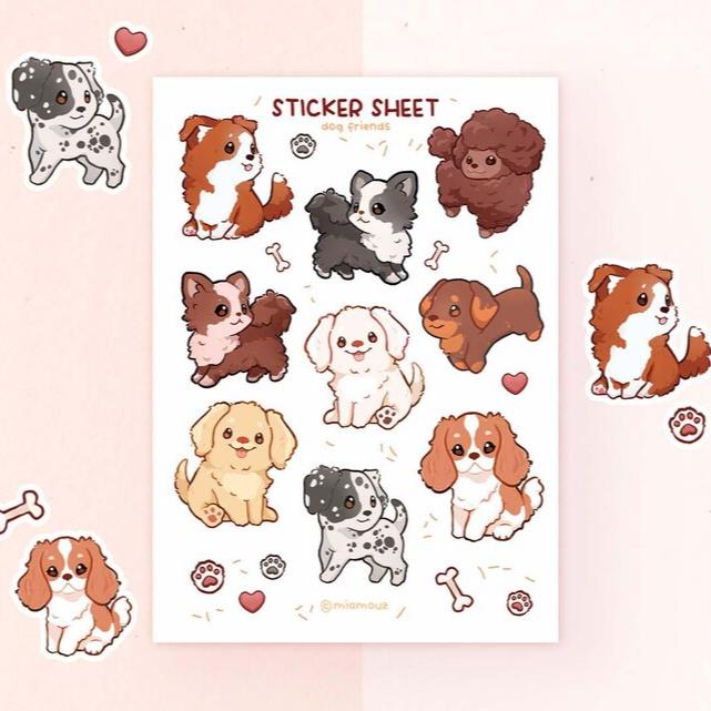 miamouz-dog-friends-a6-stickerbogen-hunde-matt image 1