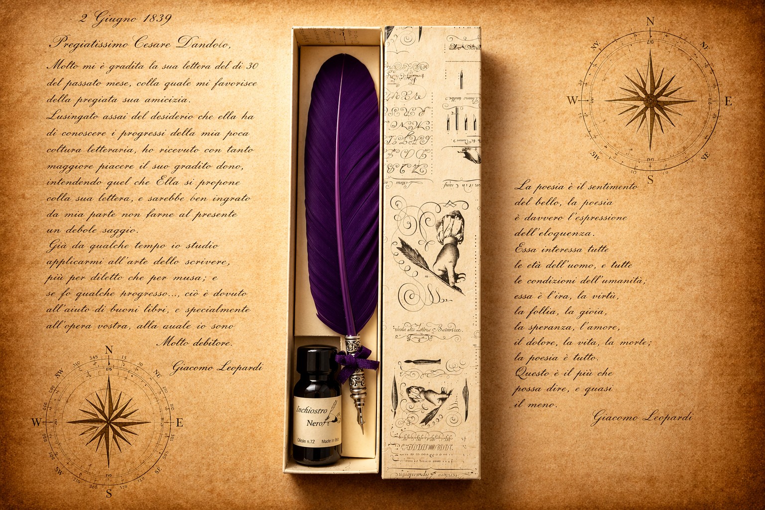 florenz-lederkunst-stilo-schreibset-lila-mit-tinte image 4
