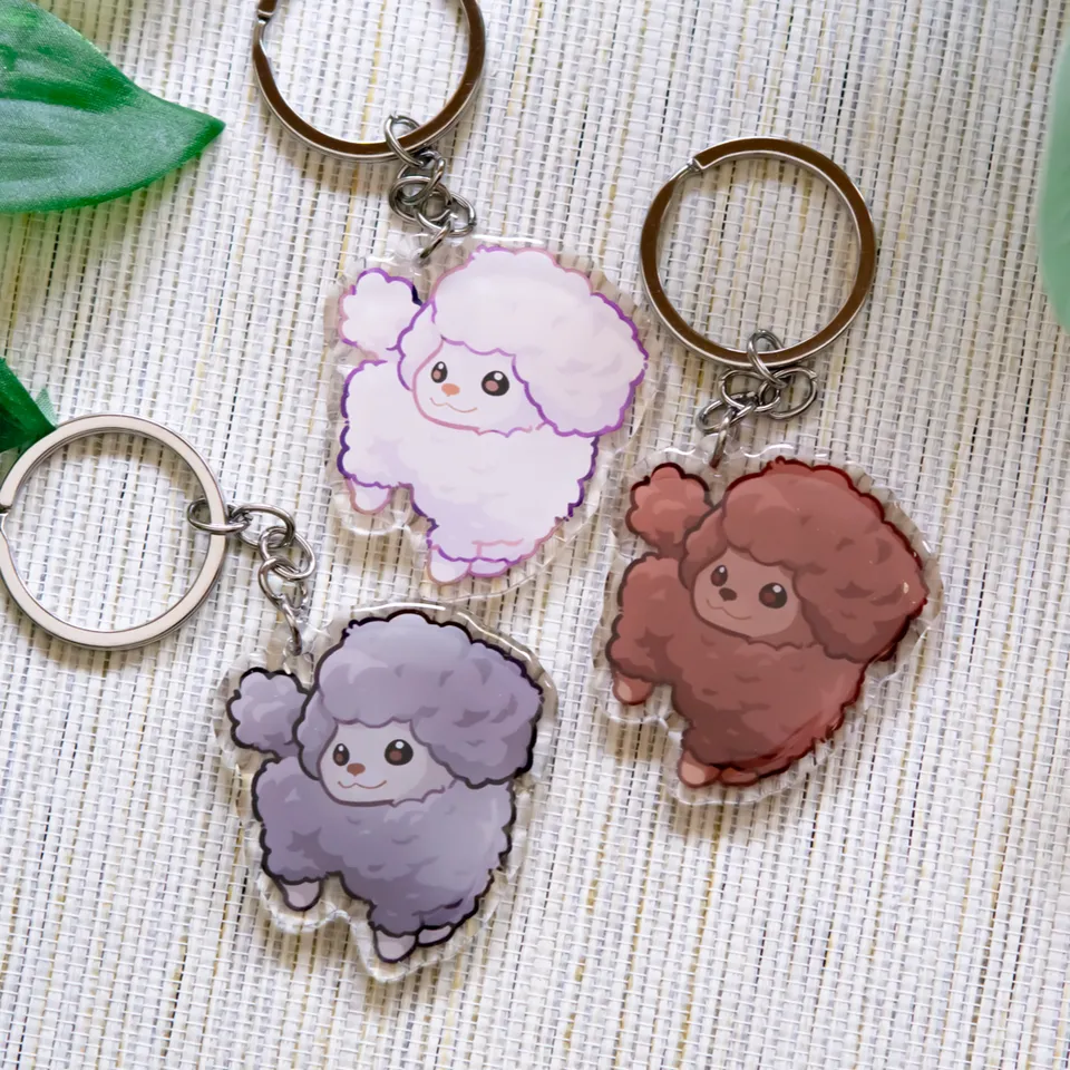 miamouz-keychains-pudel-schl-sselanh-nger-wei-acryl-5-cm image 1