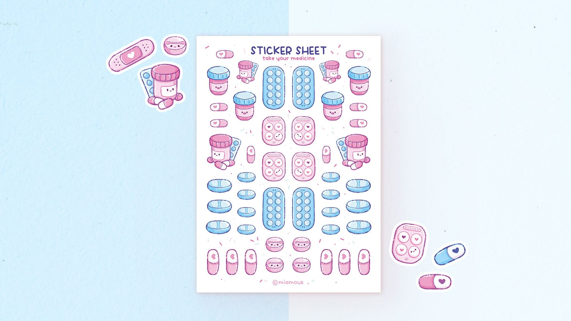 miamouz-stickers-take-your-medicine-stickerbogen-a6-matt-48-sticker image 2