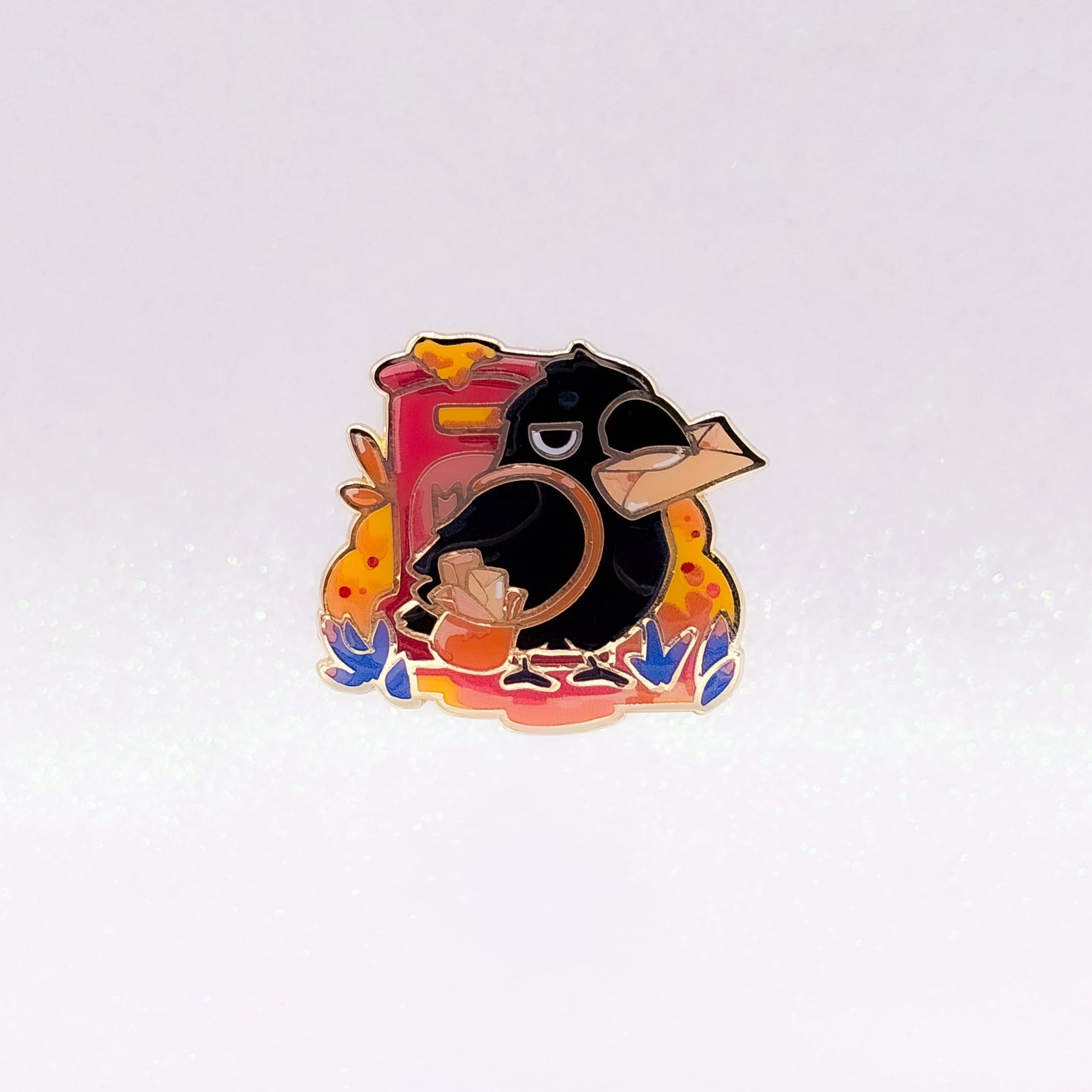 miamouz-annoyed-raven-pin-emaille-kr-he-36-mm-gold image 1