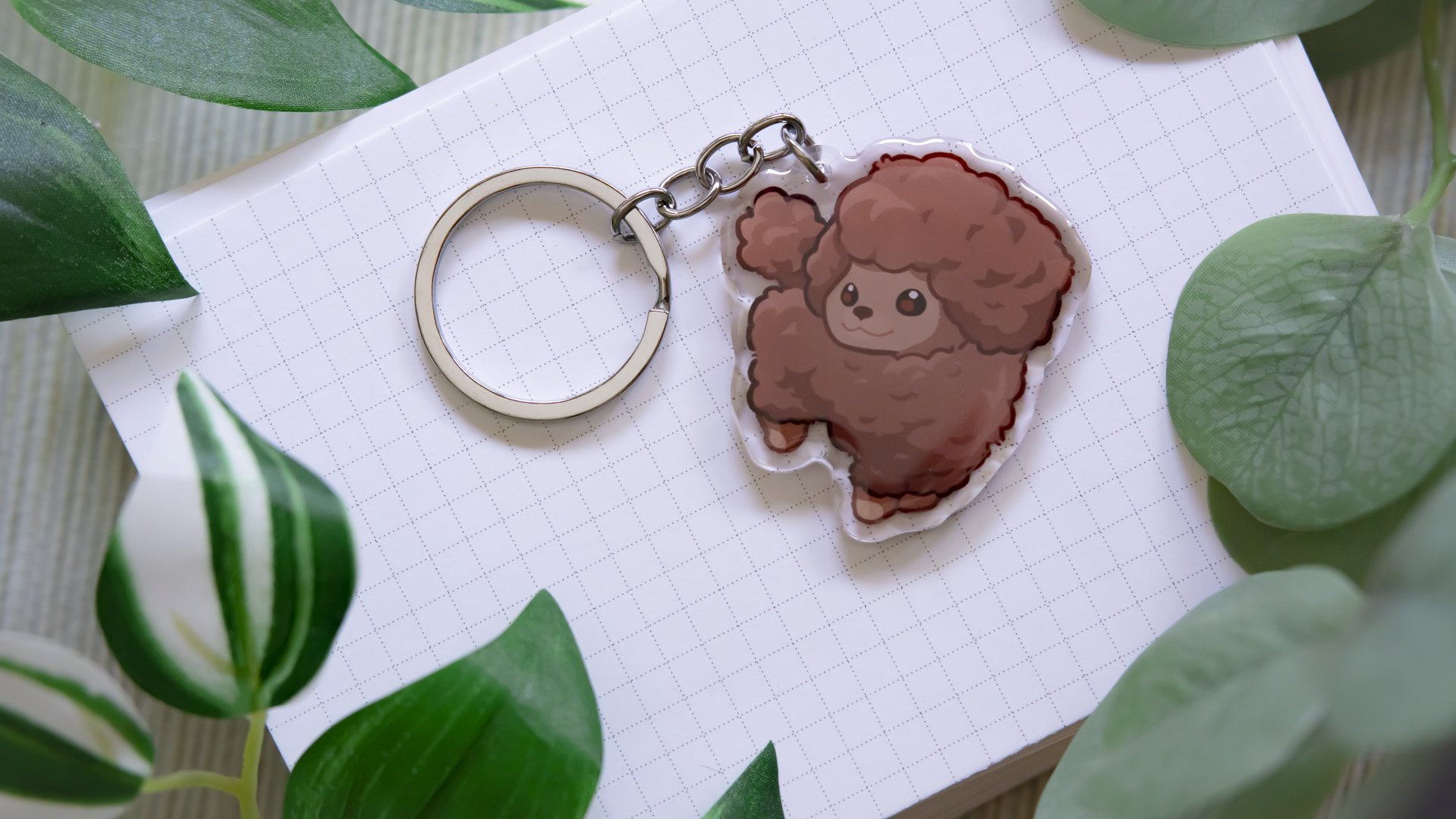 miamouz-keychains-pudel-schl-sselanh-nger-wei-acryl-5-cm image 2