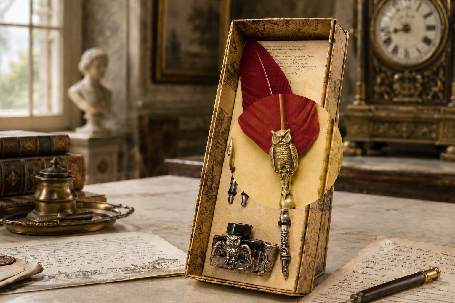 florenz-gufo-lusso-schreibset-bordeauxrot-mit-tinte-feder image 6