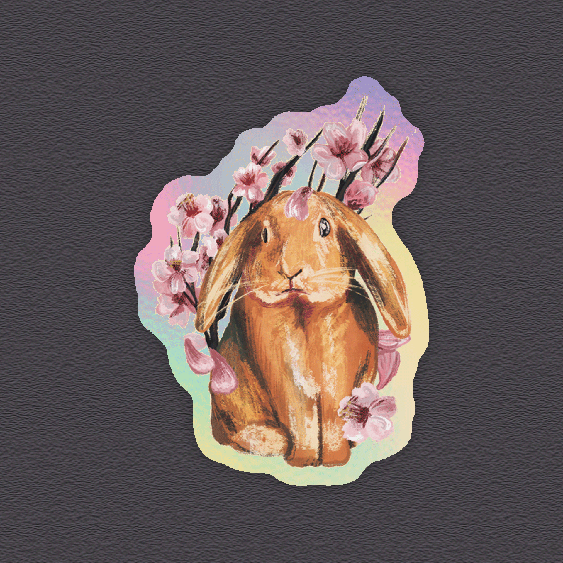 kabujiro-sakura-bunny-orange-sticker-holografisch-37x51mm image 1