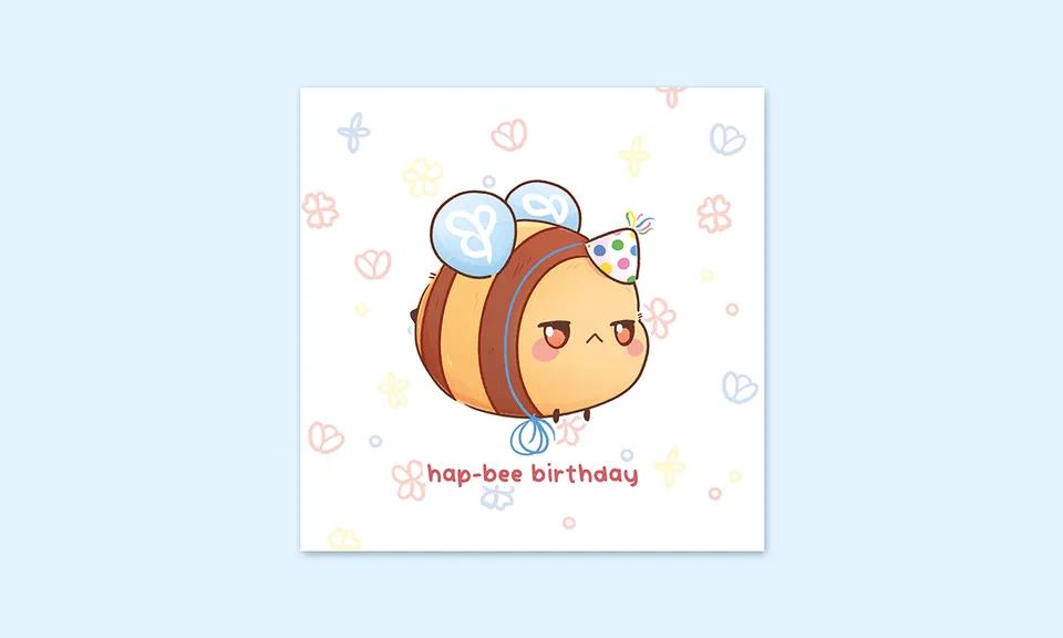 miamouz-happy-birthday-hapbee-art-print-15x15-biene image 1