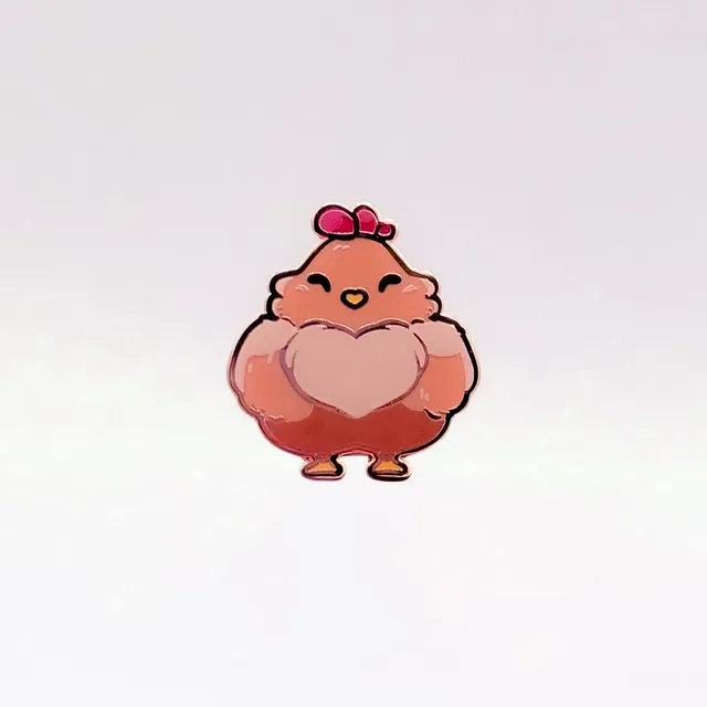 miamouz-brown-chicken-emaille-pin-huhn-29mm-rosegold image 1