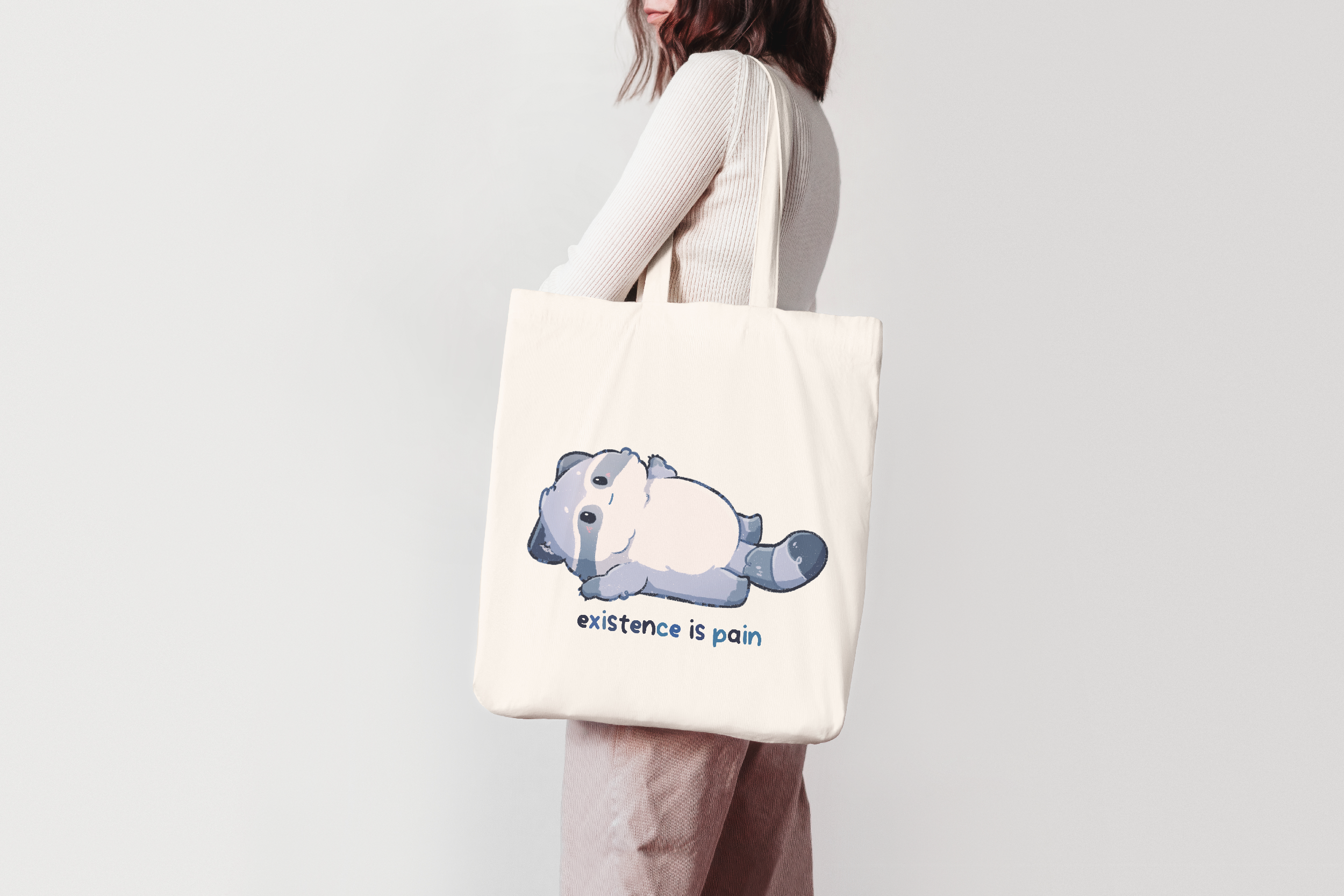 miamouz-tote-bags-existence-is-pain-tasche-38x42-baumwolle image 2