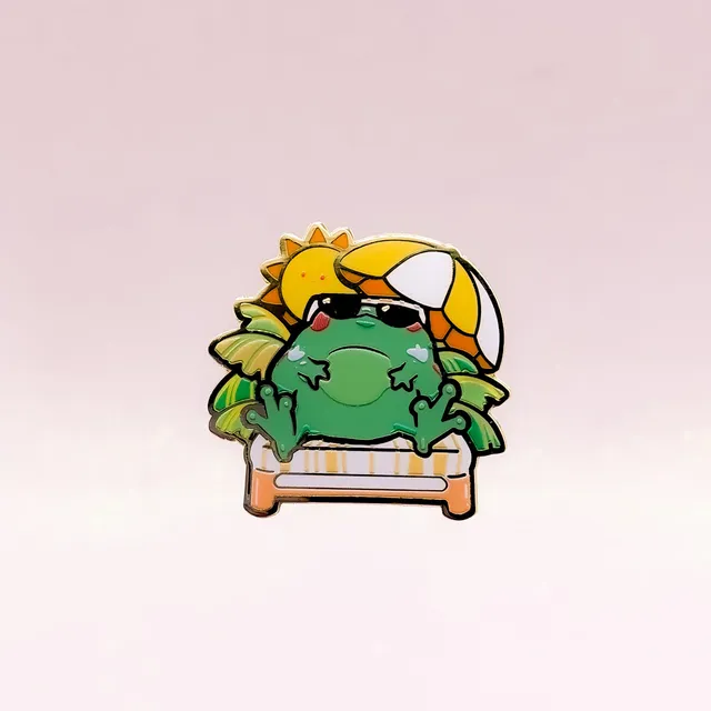 miamouz-summer-frog-emaille-pin-frosch-35mm-gold image 1
