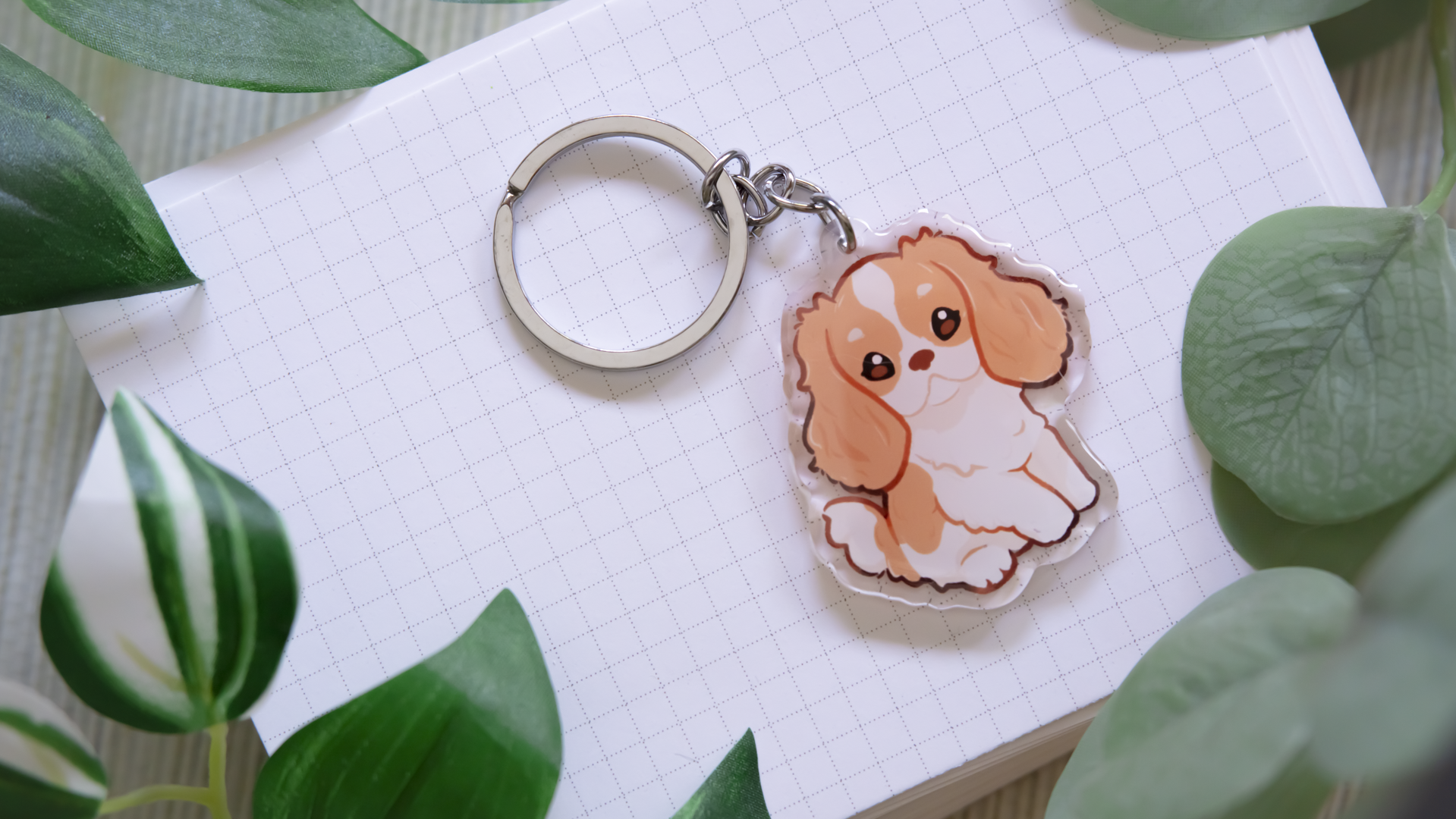 miamouz-keychains-cavalier-king-charles-schl-sselanh-nger-rot-wei image 2