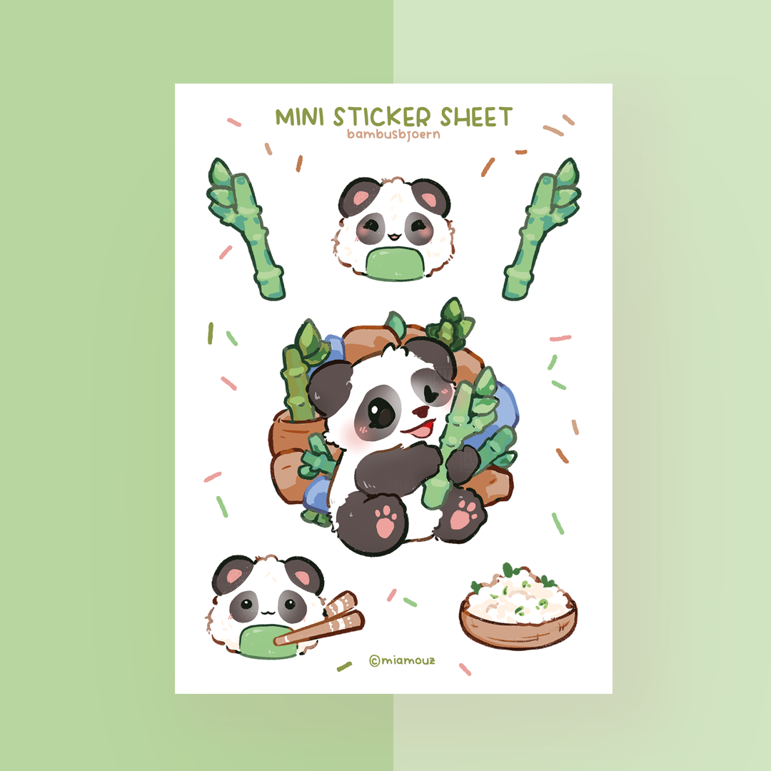 miamouz-bambusbj-rn-sticker-sheet-a6-panda-matt-vinyl image 1