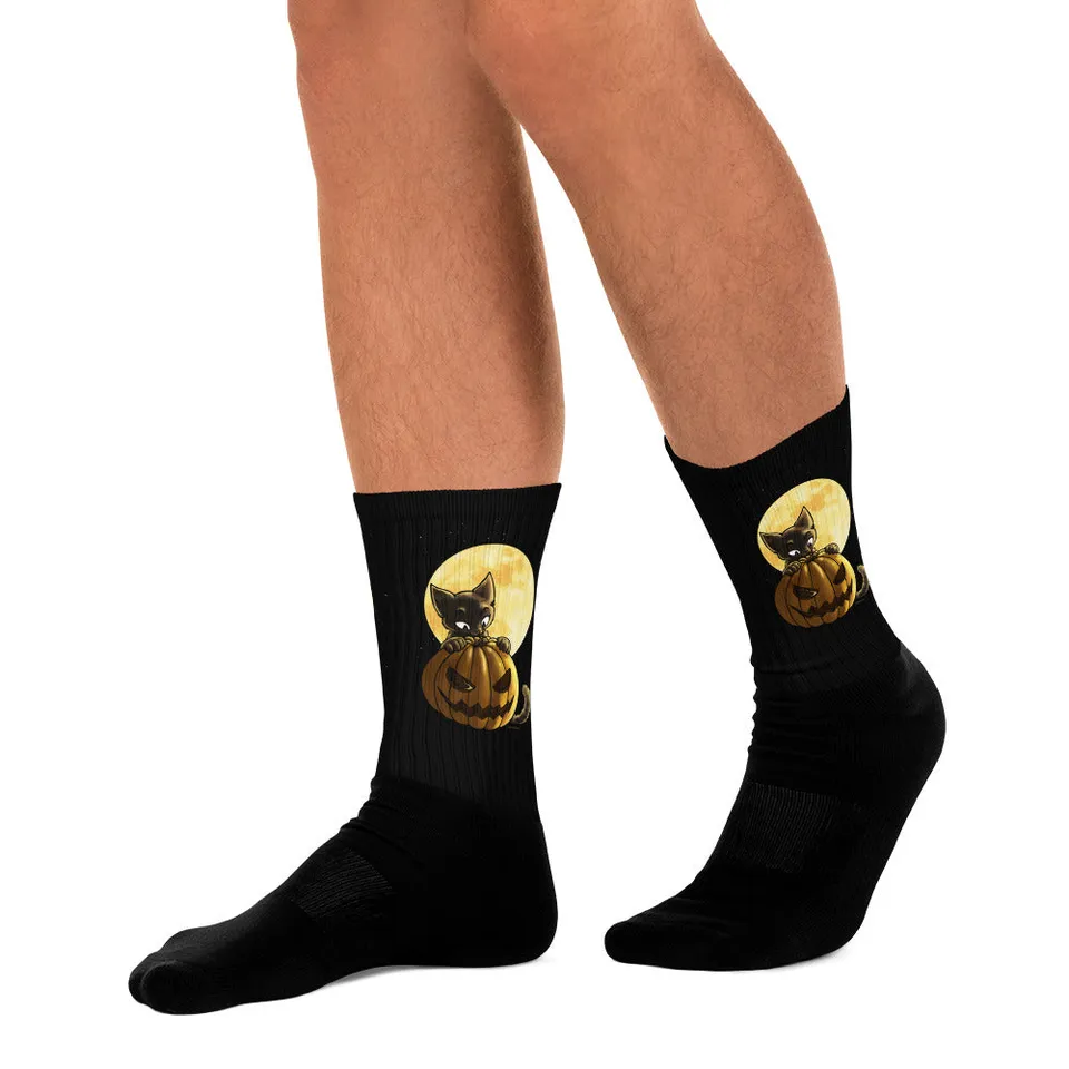 howling-riot-halloween-pumpkin-cat-socken-crew-schwarz-gr-l image 1