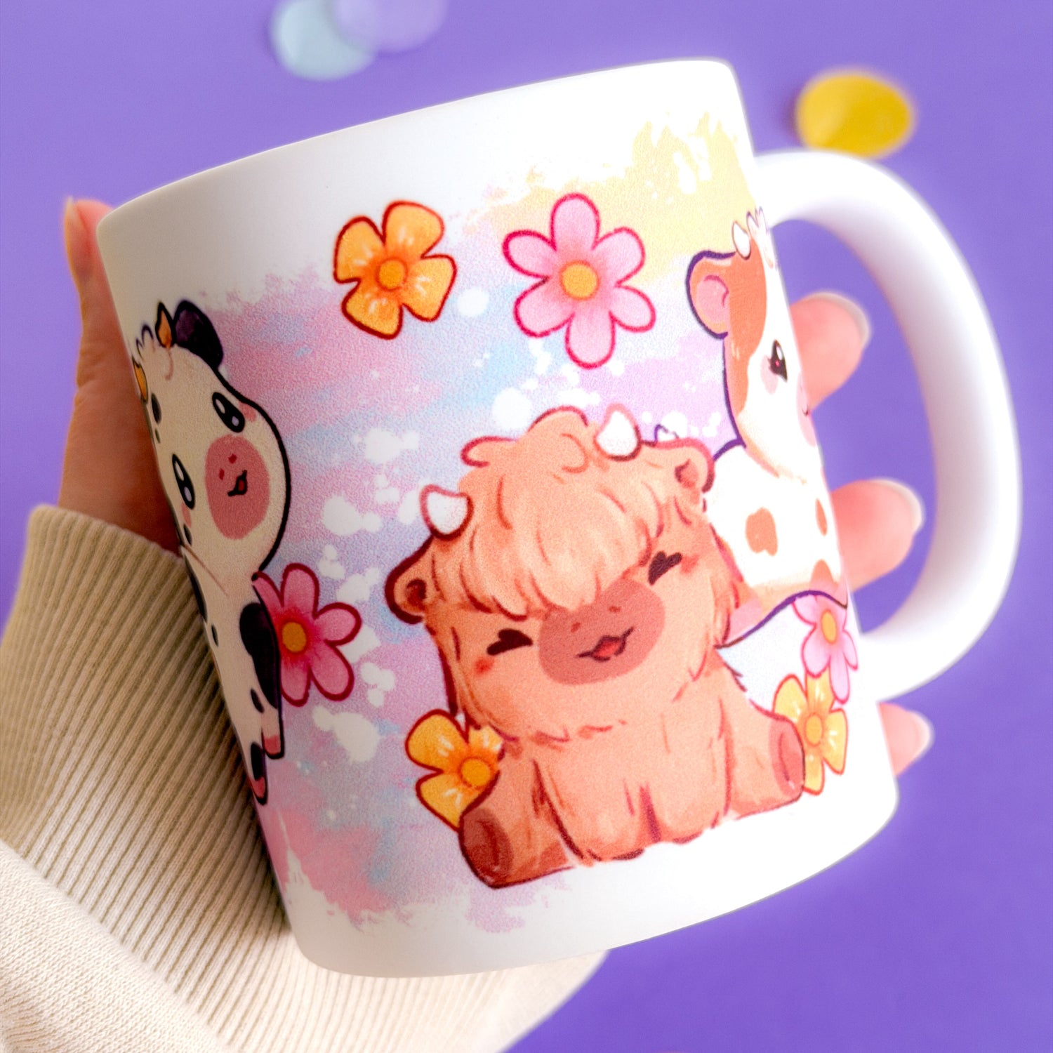 miamouz-mugs-kuh-tasse-highland-cow-rosa-gelb-330ml image 1