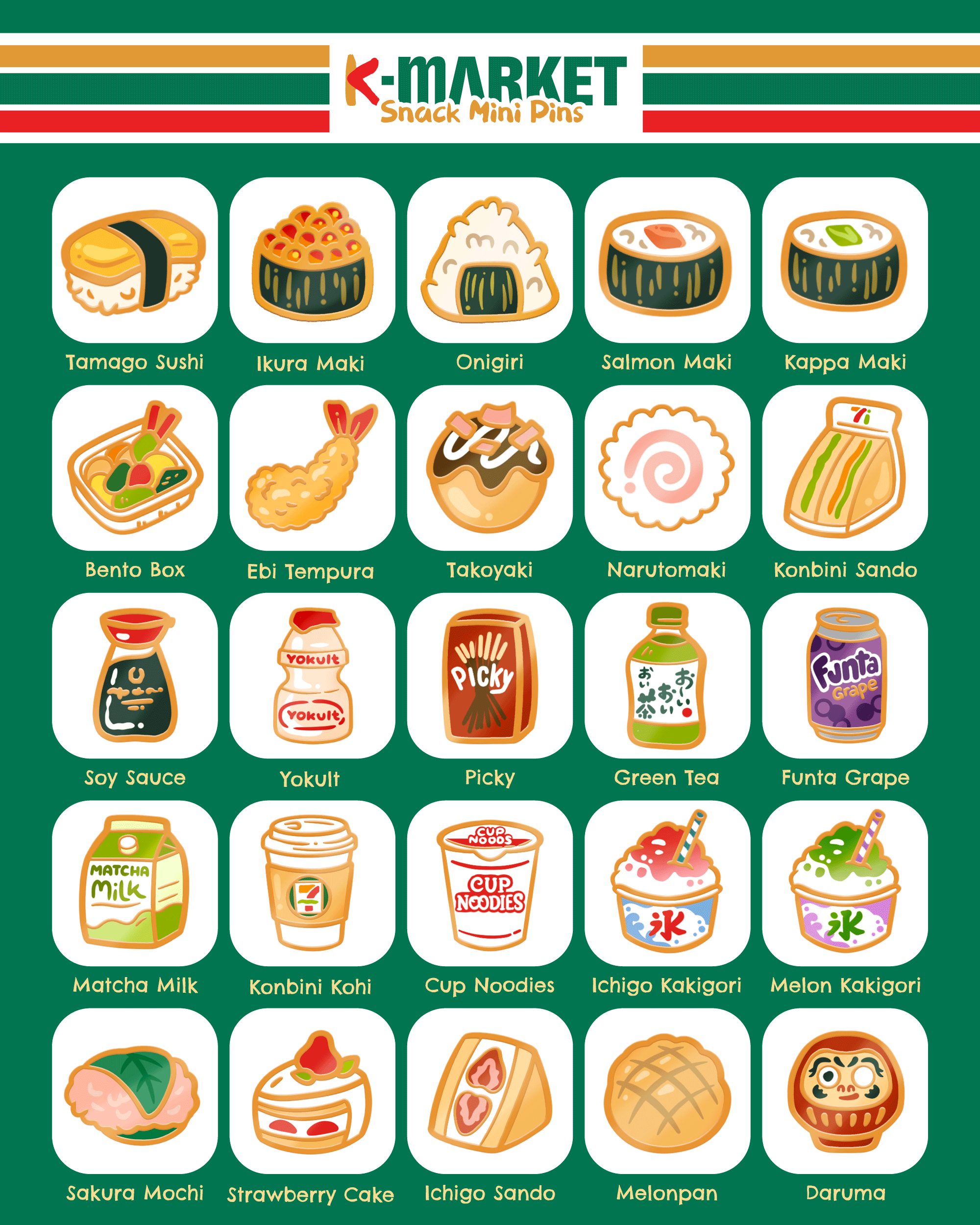 kabujiro-enamel-pins-konbini-snacks-mini-pins-11-15mm image 2