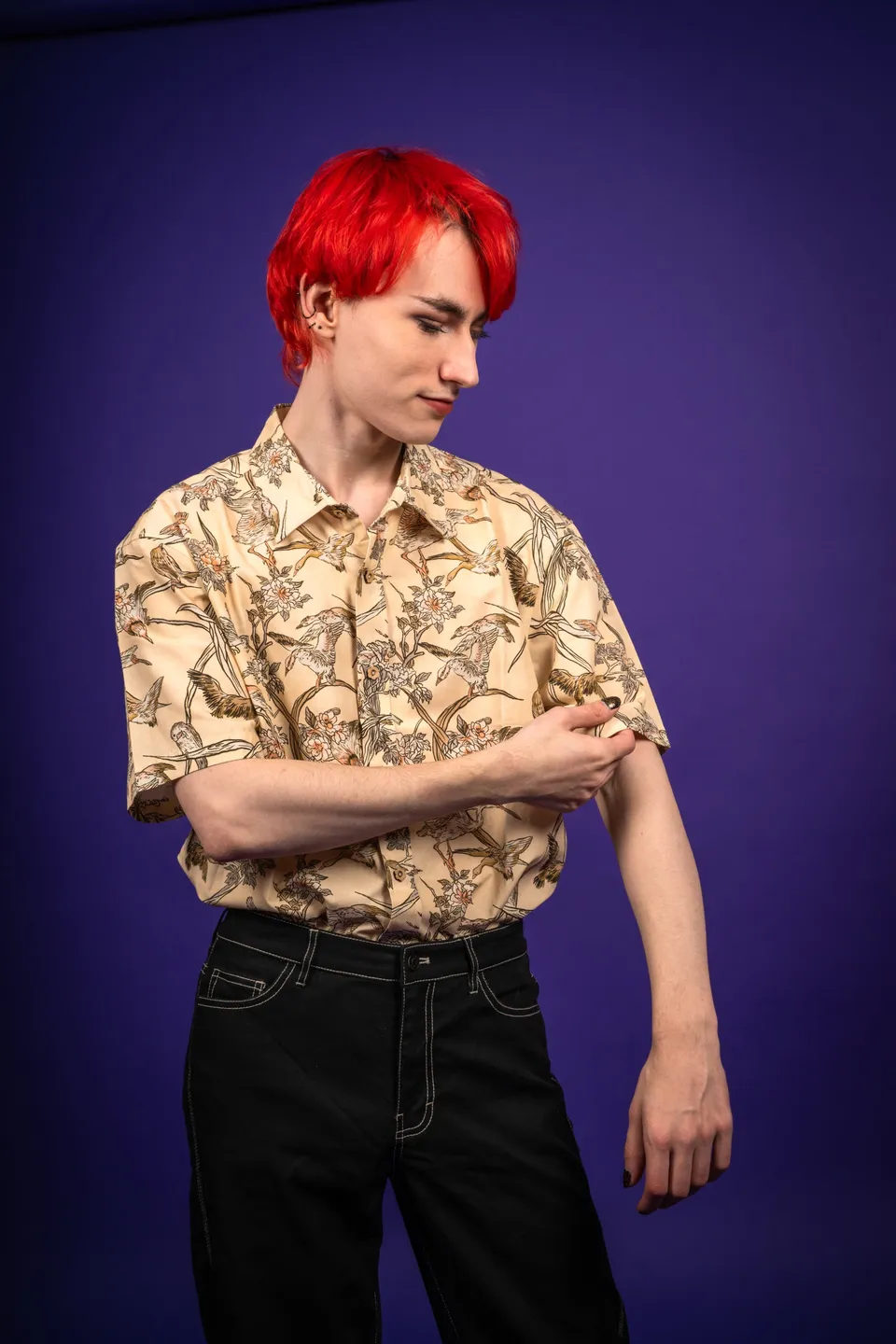 kabujiro-ukiyo-e-birds-button-up-hemd-gr-m image 1