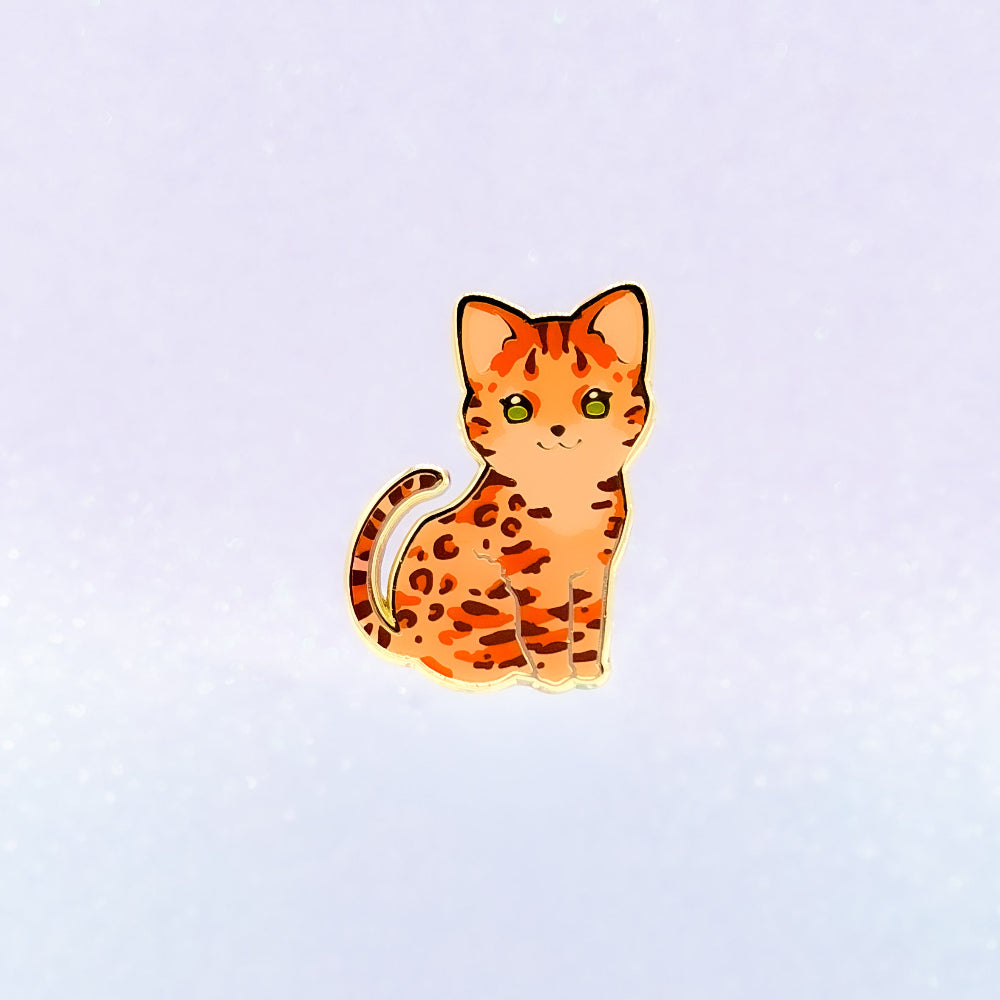miamouz-bengal-cat-emaille-pin-katze-rot-gold image 1