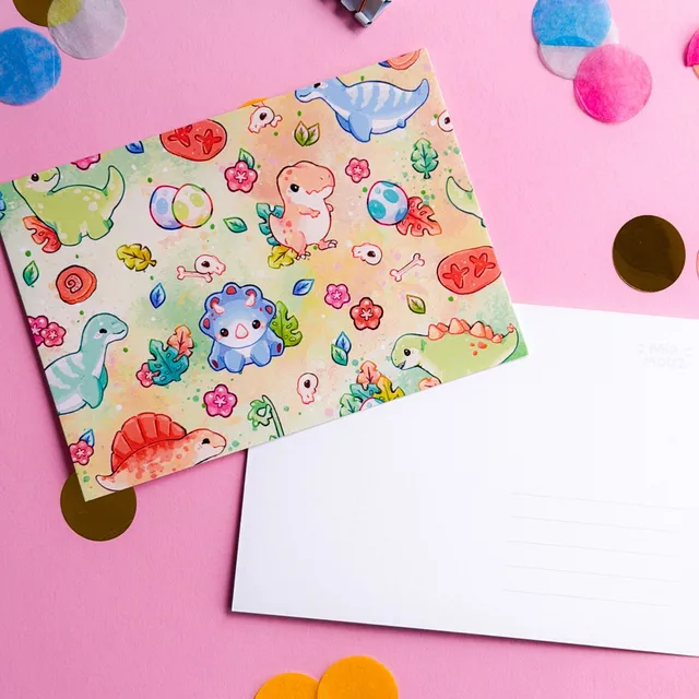 miamouz-dinosaurier-postkarte-a6-dino-print-bunt image 1