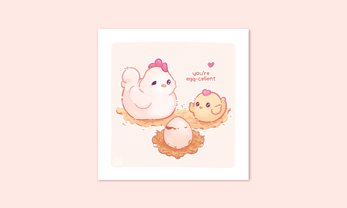 miamouz-prints-you-re-excellent-kunstdruck-15x15-huhn-pastell image 2