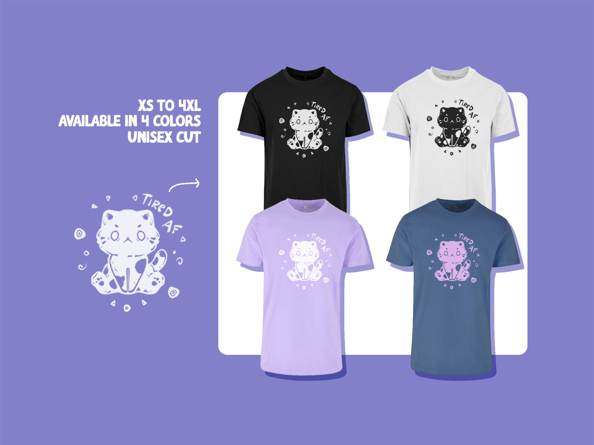 miamouz-tired-af-cat-t-shirt-unisex-baumwolle-katzen-motiv image 2