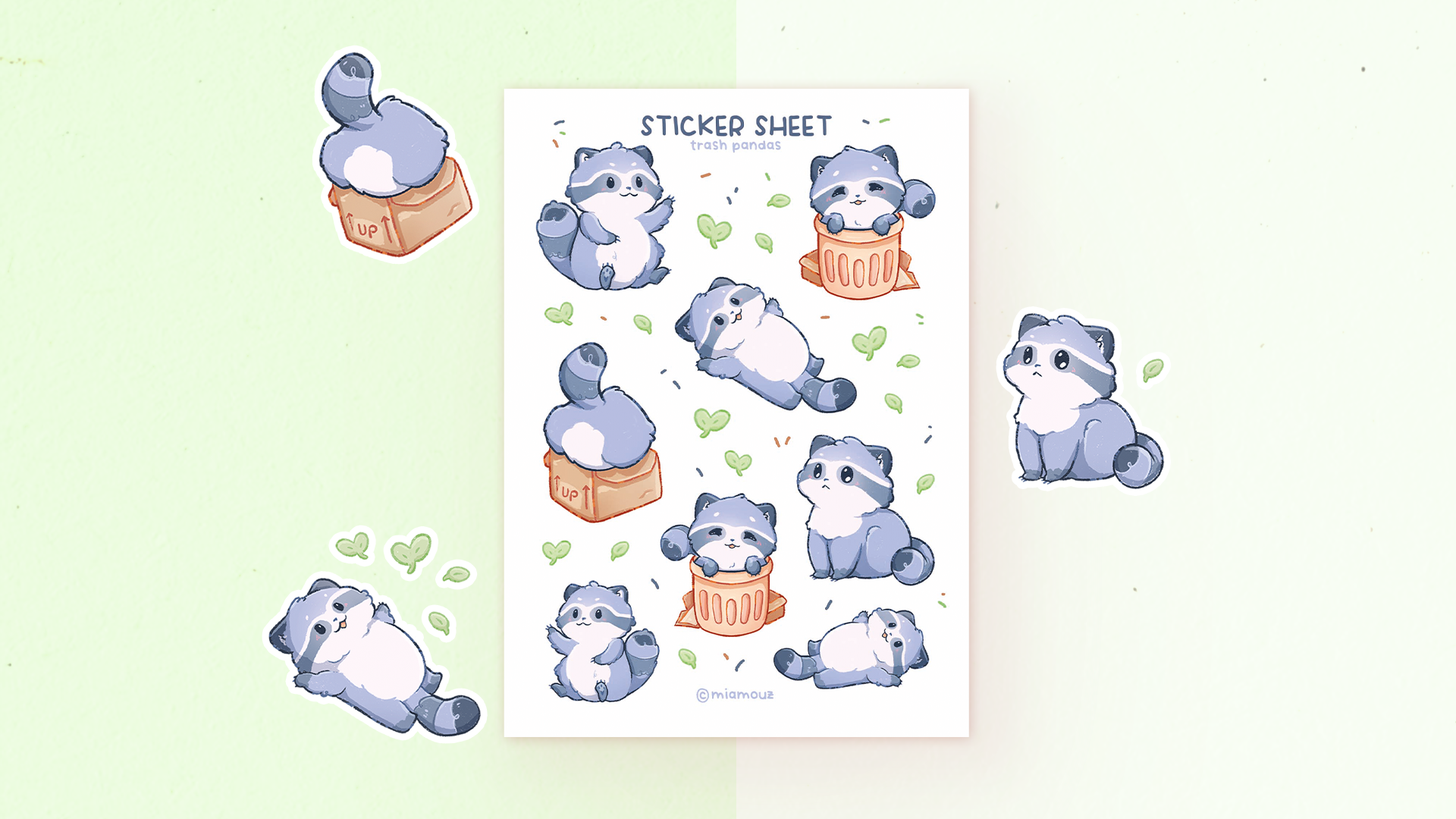miamouz-trash-pandas-sticker-sheet-waschb-r-a6-matt image 2