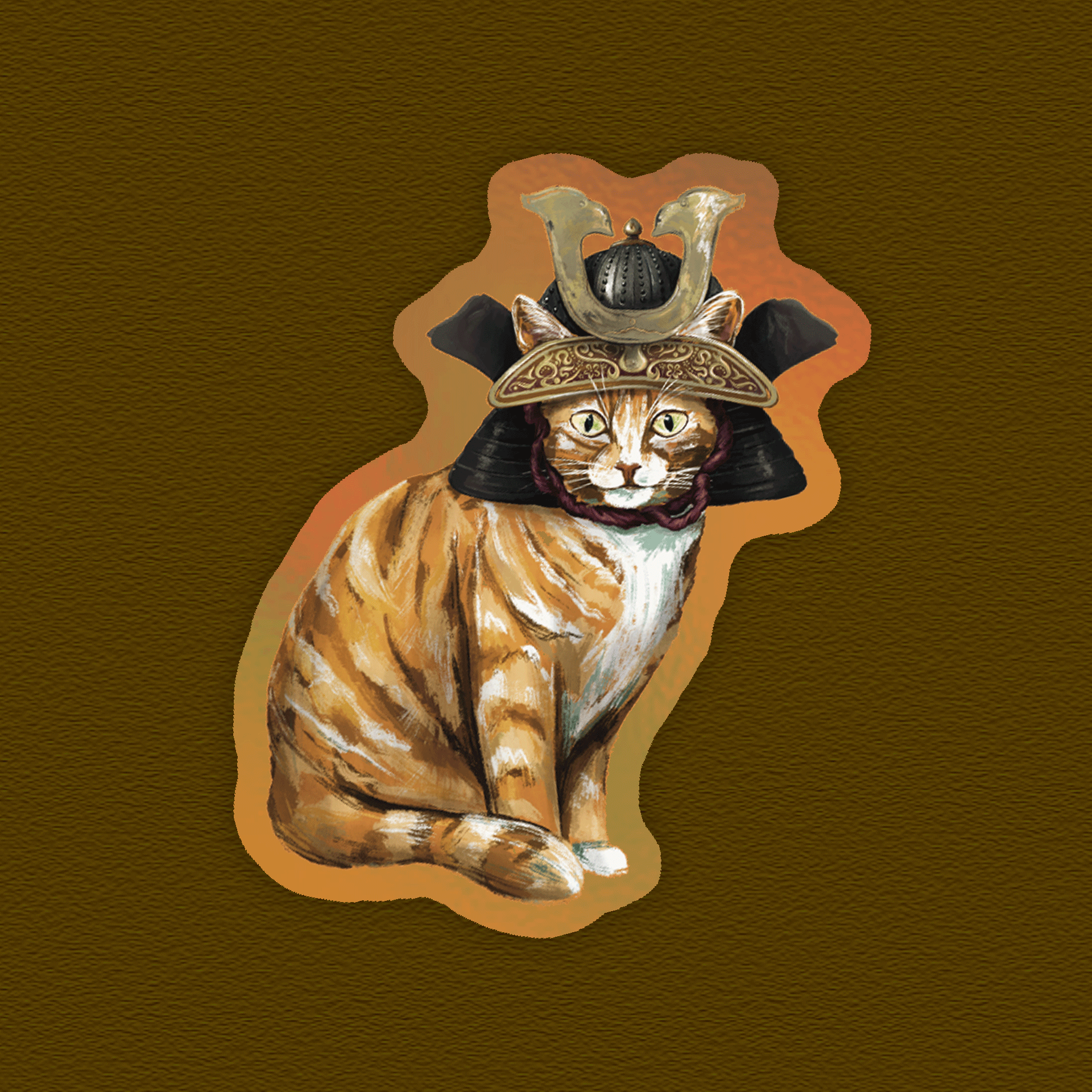 kabujiro-stickers-samurai-cat-sticker-holografisch-wetterfest image 1