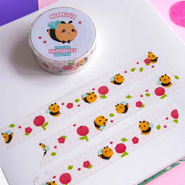 miamouz-bee-happy-washi-tape-sample-bienen-10m image 1