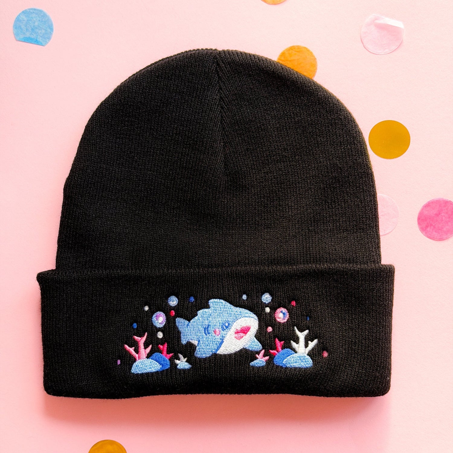 miamouz-beanies-happy-shark-beanie-m-tze-schwarz-stickerei image 1