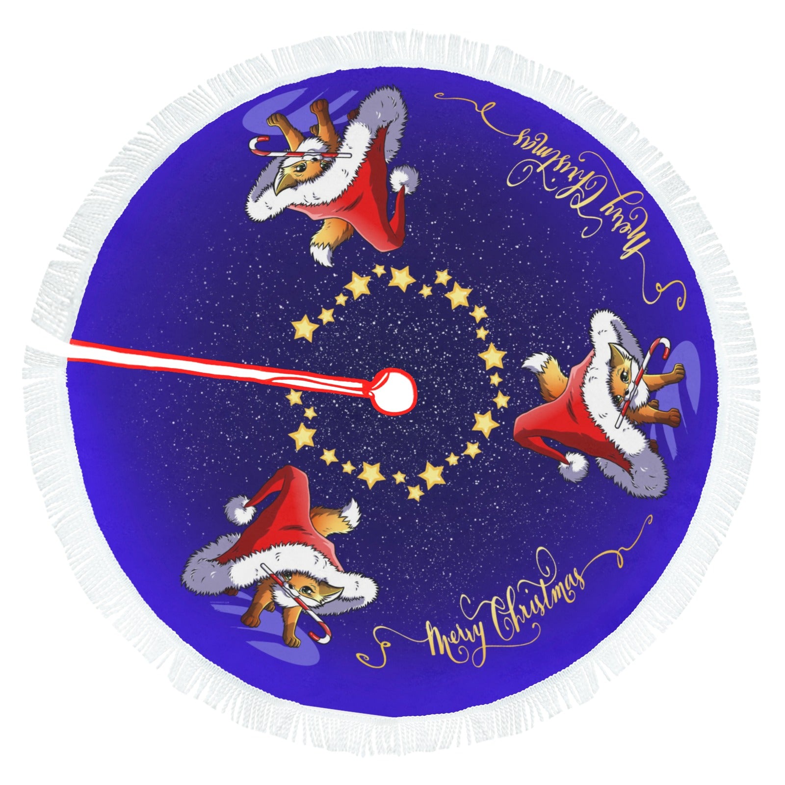 howling-riot-merry-christmas-fox-baumdecke-120x120-cm-mit-fransen image 2