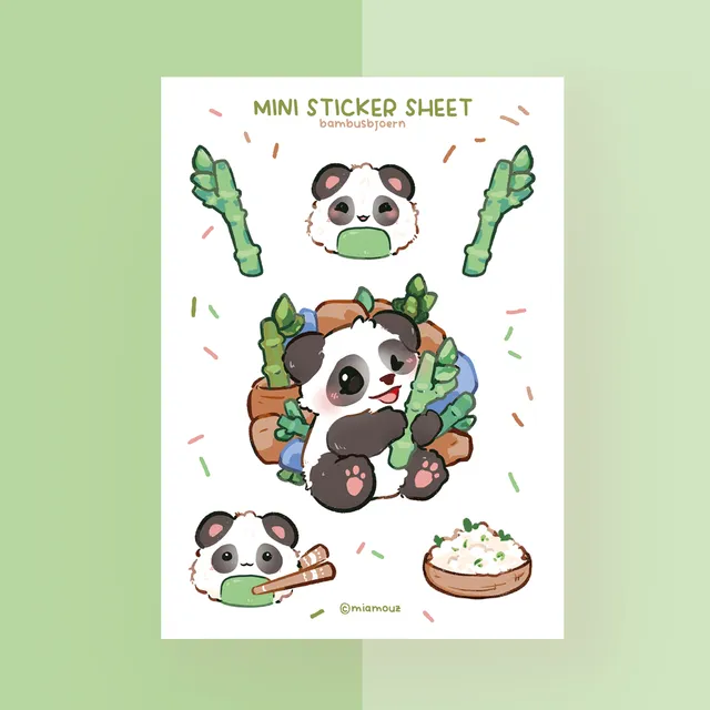 miamouz-bambusbj-rn-sticker-sheet-a6-panda-matt-vinyl image 1