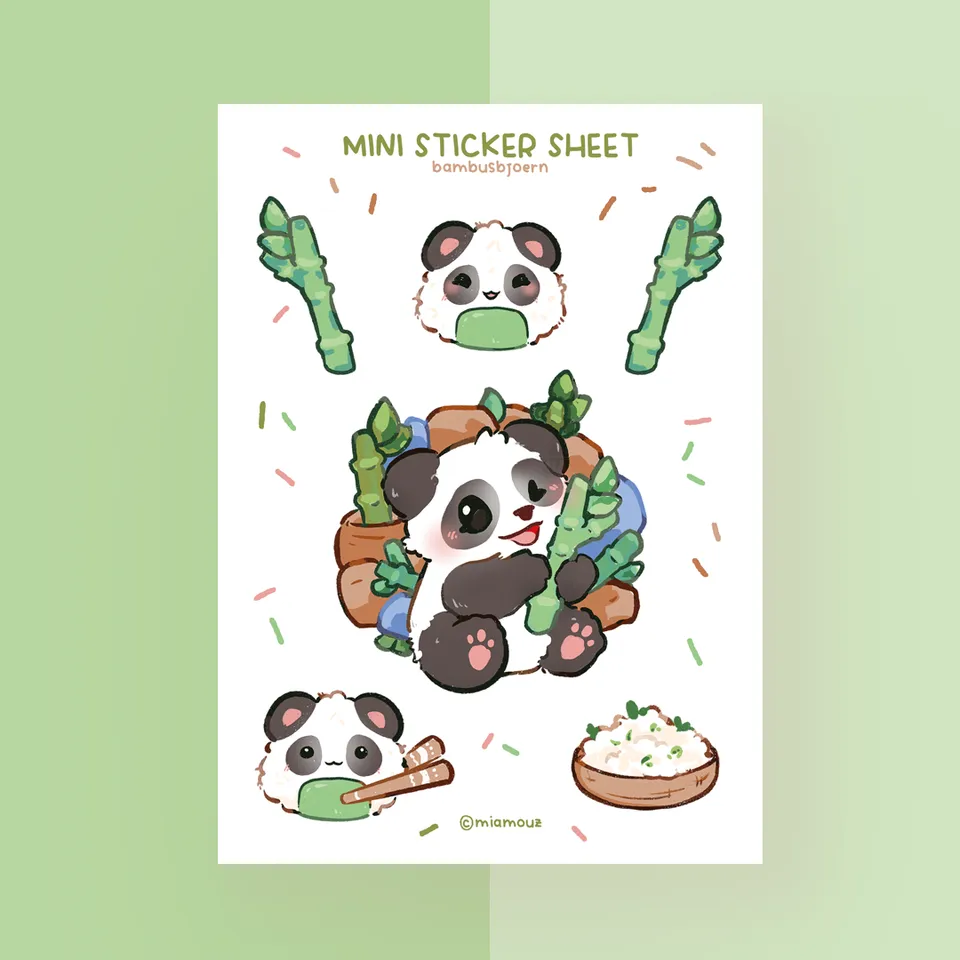 miamouz-bambusbj-rn-sticker-sheet-a6-panda-matt-vinyl image 1